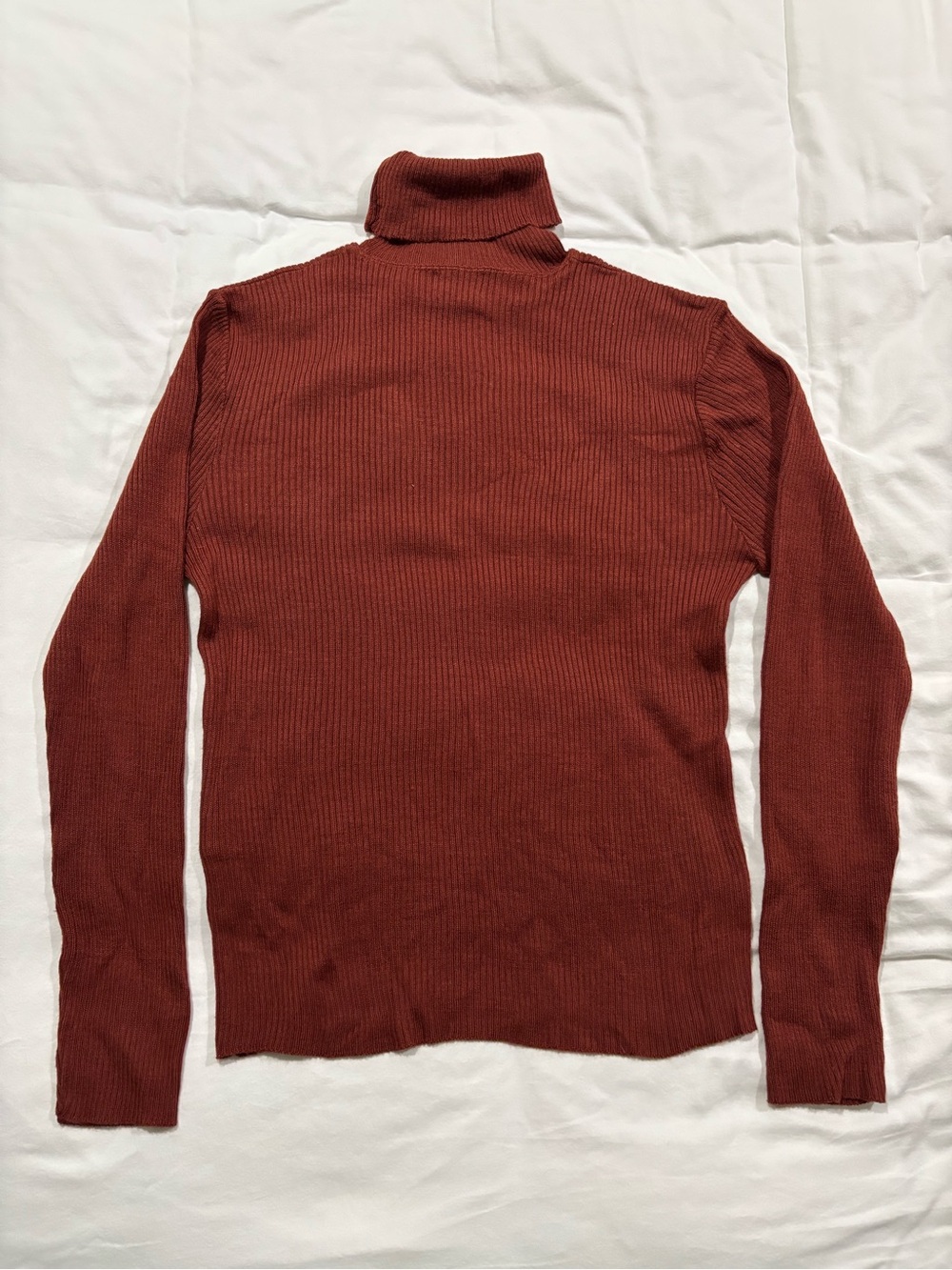 Women's Ribbed Turtleneck Sweater - Rust